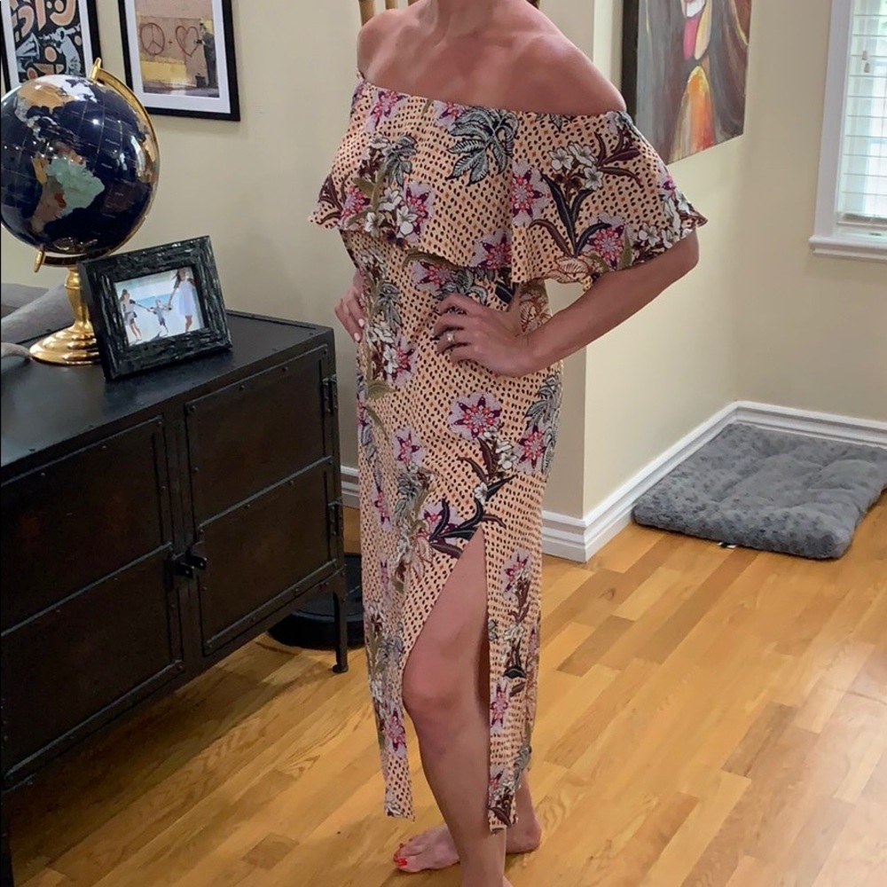 Zara Woman Off The Shoulder Maxi Dress